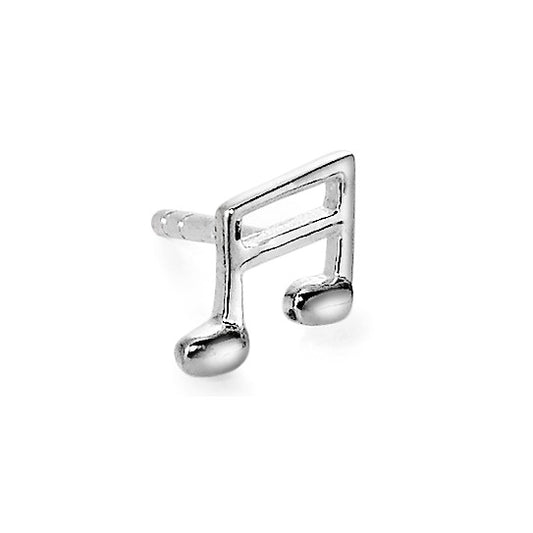 Single stud earring Silver Musical Note