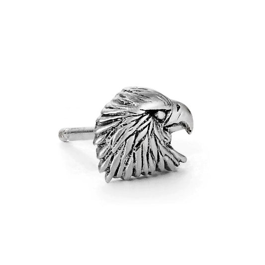Single stud earring Silver Patinated Eagle