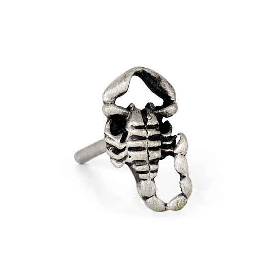 Single stud earring Silver Patinated Scorpion