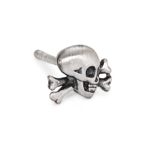 Single stud earring Silver Patinated Skull