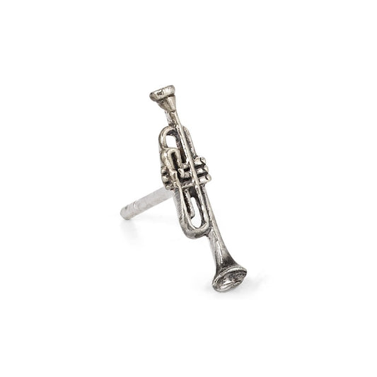 Single stud earring Silver Patinated Music