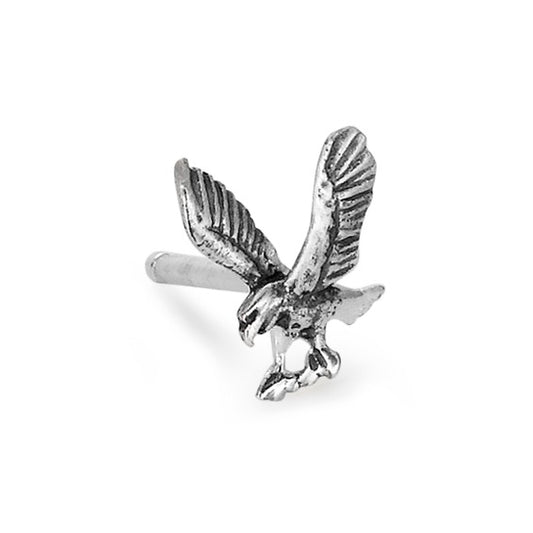 Single stud earring Silver Patinated Eagle