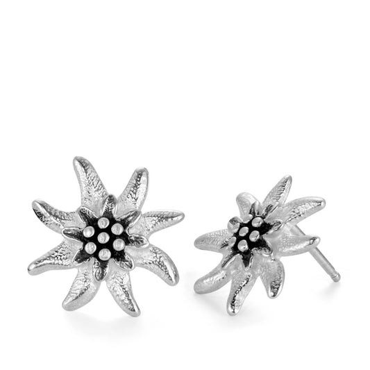 Stud earrings Silver Patinated Edelweiss Ø15 mm