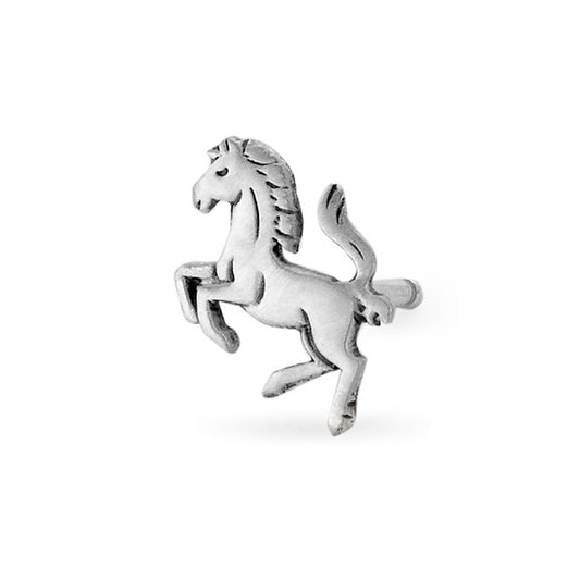 Single stud earring Silver Patinated Horse