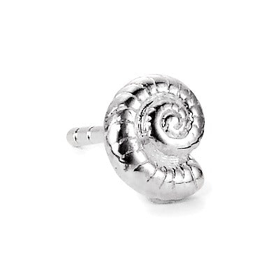 Single stud earring Silver Ammonite Ø8 mm