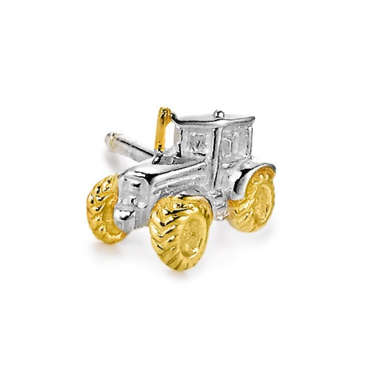 Single stud earring Silver Bicolor Tractor