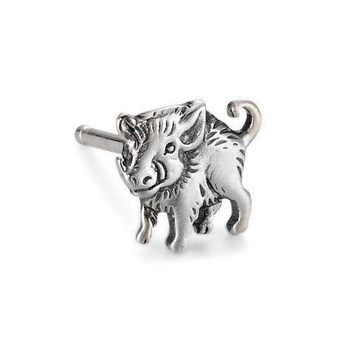 Single stud earring Silver Wild Boar