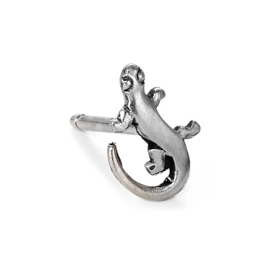 Single stud earring Silver Patinated Lizard