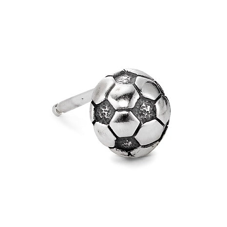 Single stud earring Silver Patinated Football
