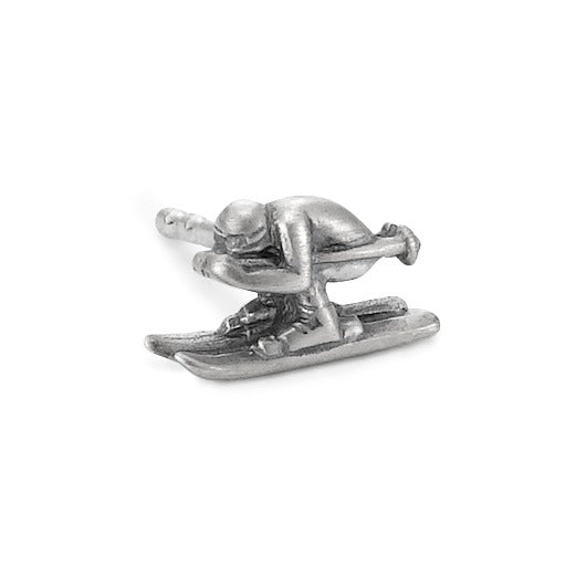 Single stud earring Silver Patinated Skiing