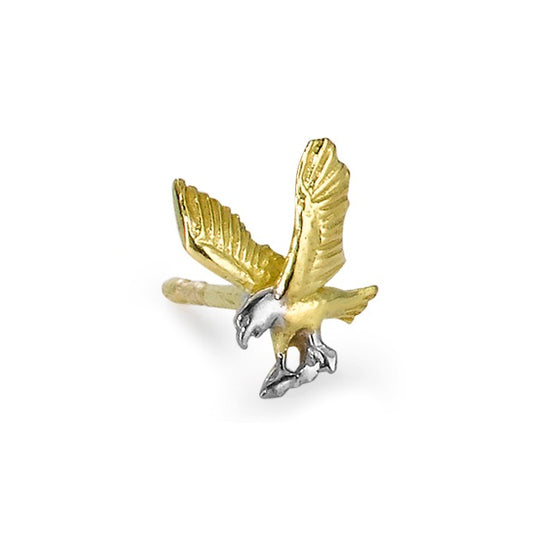 Single stud earring 14k Yellow Gold Eagle