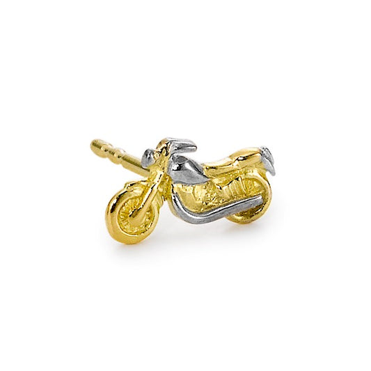 Single stud earring 14k Yellow Gold Motorcycle