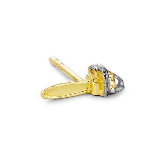 Single stud earring 14k Yellow Gold Chainsaw