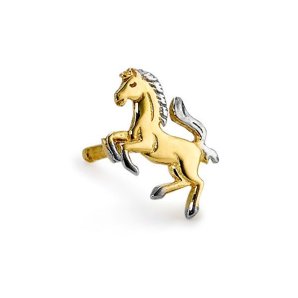 Single stud earring 9k Yellow Gold Horse
