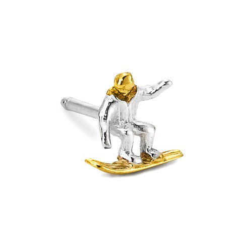 Single stud earring Silver Gold plated Snowboarding