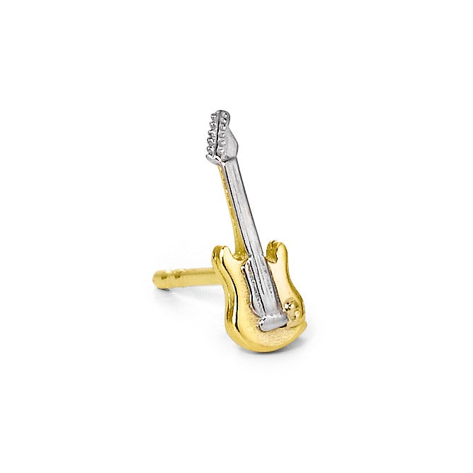 Single stud earring 9k Yellow Gold Guitar