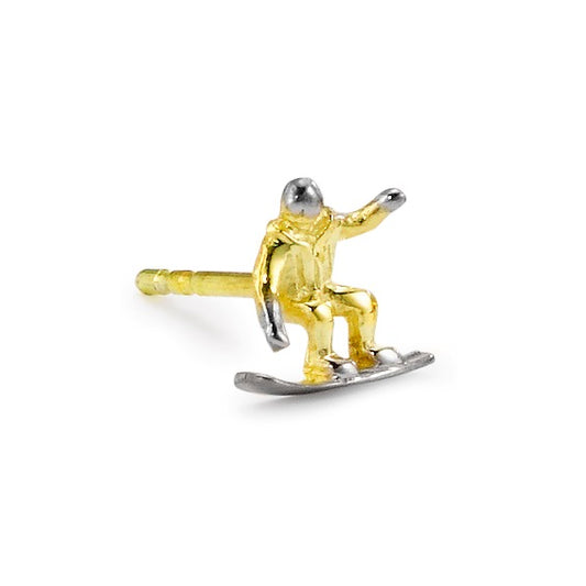 Single stud earring 9k Yellow Gold Snowboarding