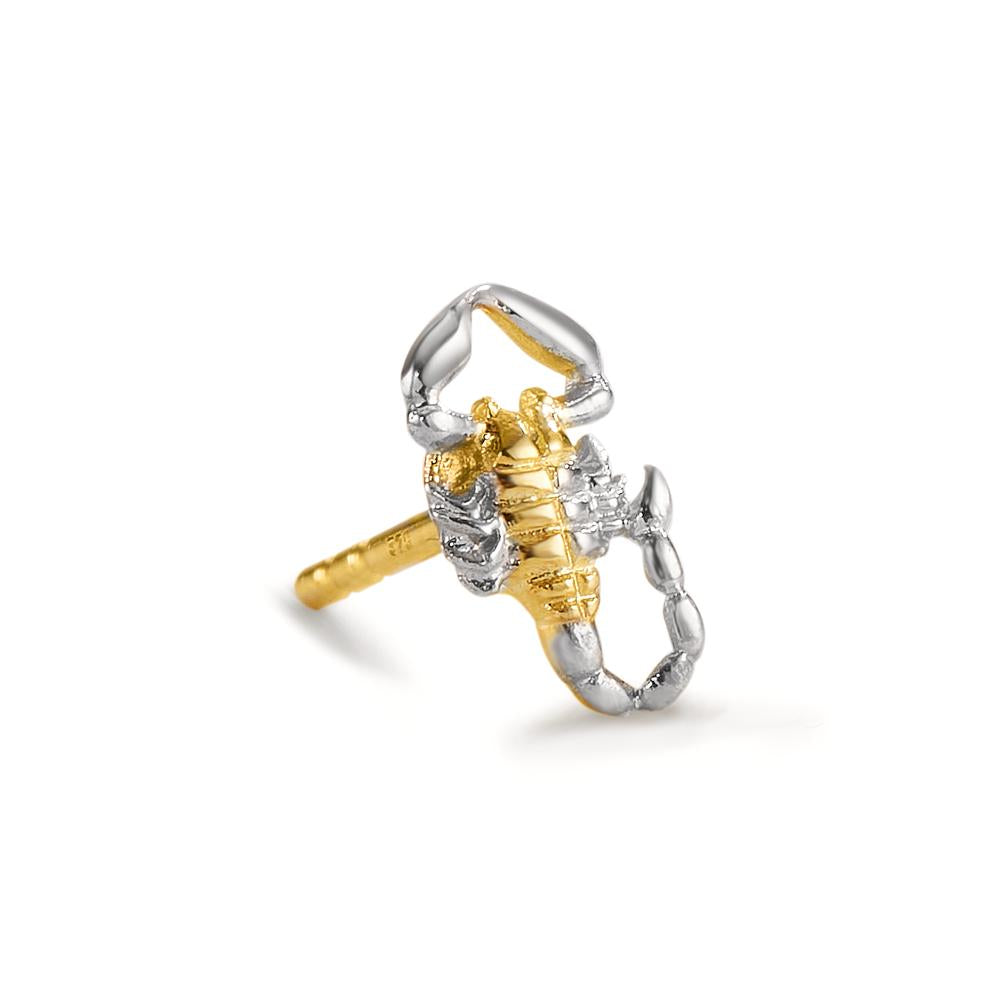 Single stud earring 9k Yellow Gold Bicolor Scorpion