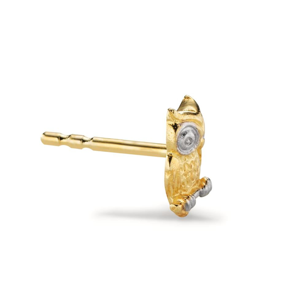 Single stud earring 9k Yellow Gold Owl