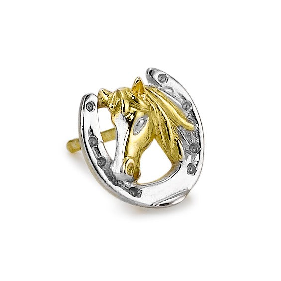 Single stud earring 9k Yellow Gold Horse