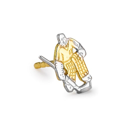 Single stud earring 9k Yellow Gold Ice Hockey