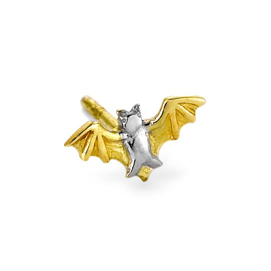 Single stud earring 9k Yellow Gold Bat