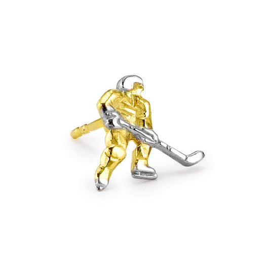 Single stud earring 9k Yellow Gold Ice Hockey