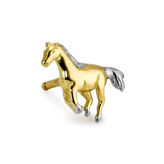 Single stud earring 18k Yellow Gold Horse