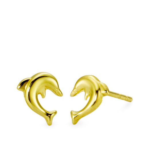 Stud earrings 18k Yellow Gold Dolphin