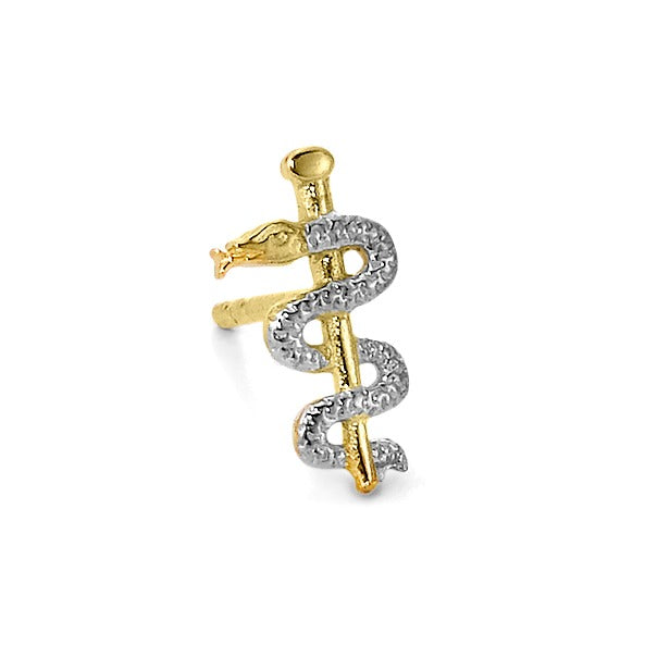 Single stud earring 18k Yellow Gold Aesculapian