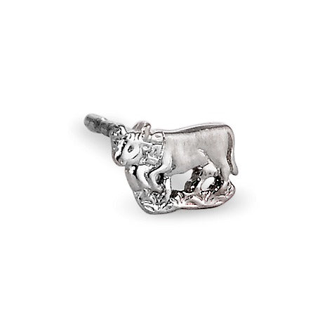 Single stud earring 18k White Gold Cow