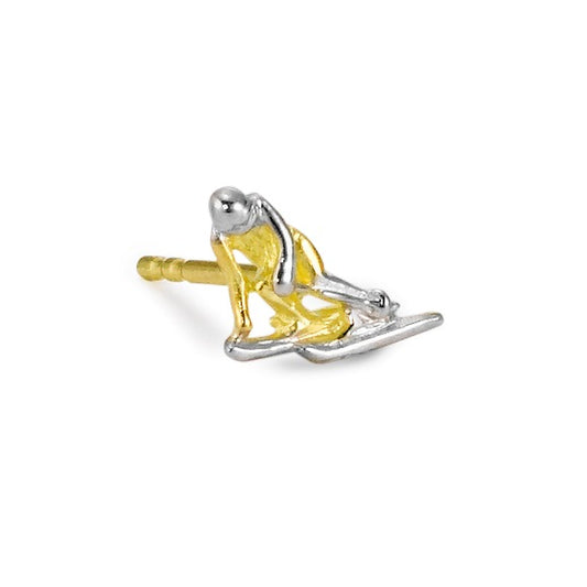 Single stud earring 18k Yellow Gold Skier