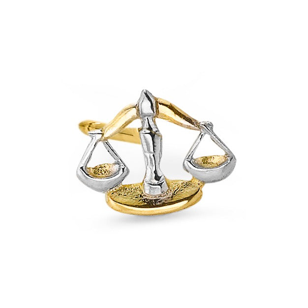 Single stud earring 18k Yellow Gold Zodiac Sign Libra