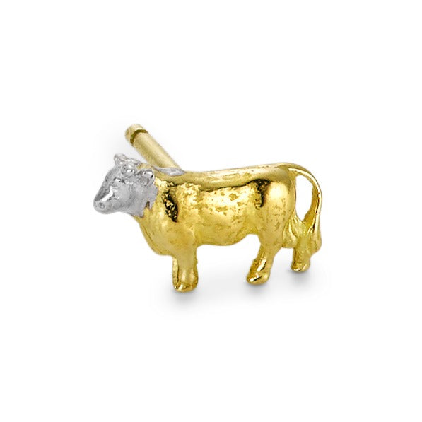 Single stud earring 18k Yellow Gold Bull