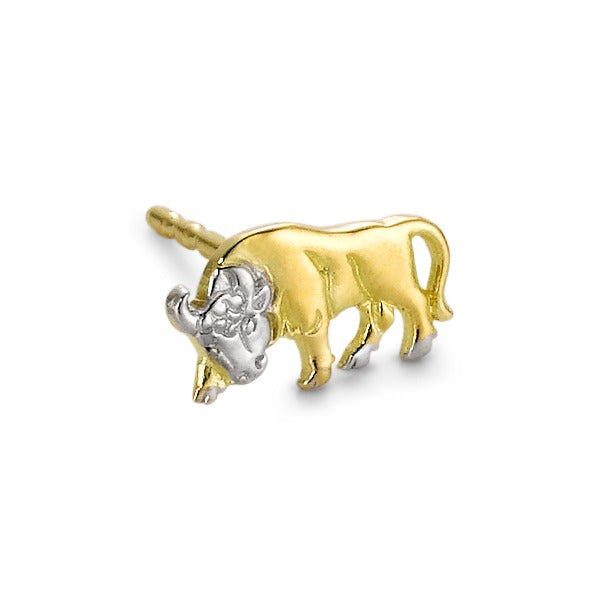 Single stud earring 18k Yellow Gold Bull