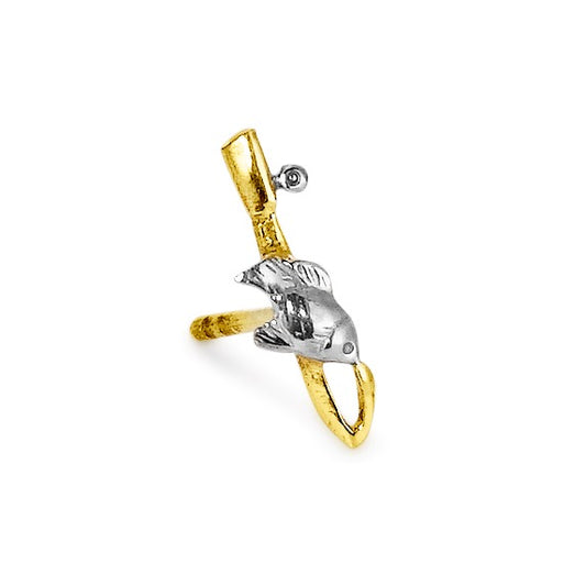 Single stud earring 18k Yellow Gold Fisherman