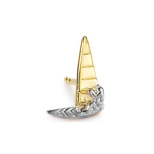 Single stud earring 18k Yellow Gold Windsurfing