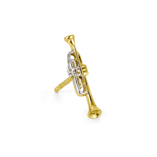 Single stud earring 18k Yellow Gold Trumpet