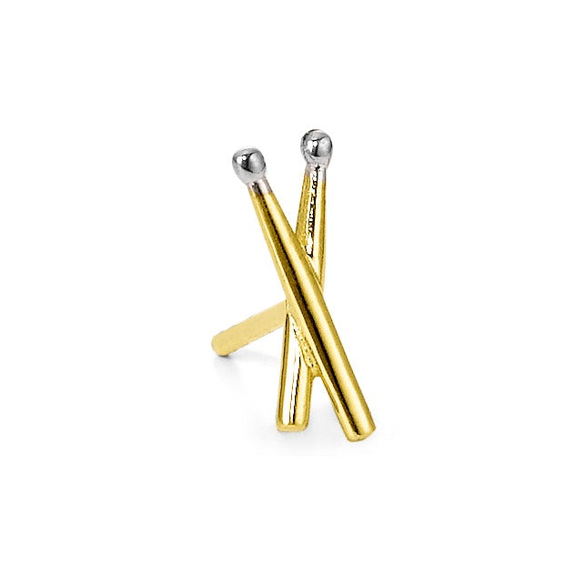 Single stud earring 18k Yellow Gold Drumstick