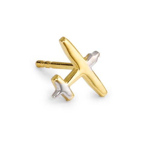 Single stud earring 18k Yellow Gold Airplane