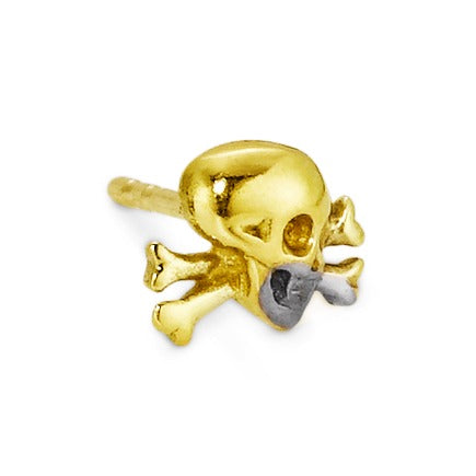 Single stud earring 18k Yellow Gold Skull