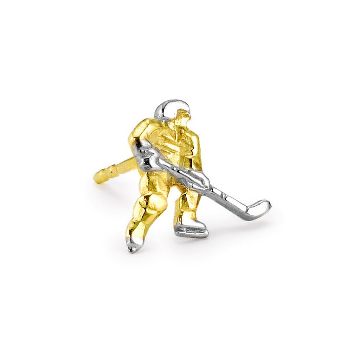 Single stud earring 18k Yellow Gold Ice Hockey