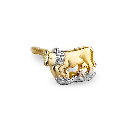 Single stud earring 18k Yellow Gold Cow