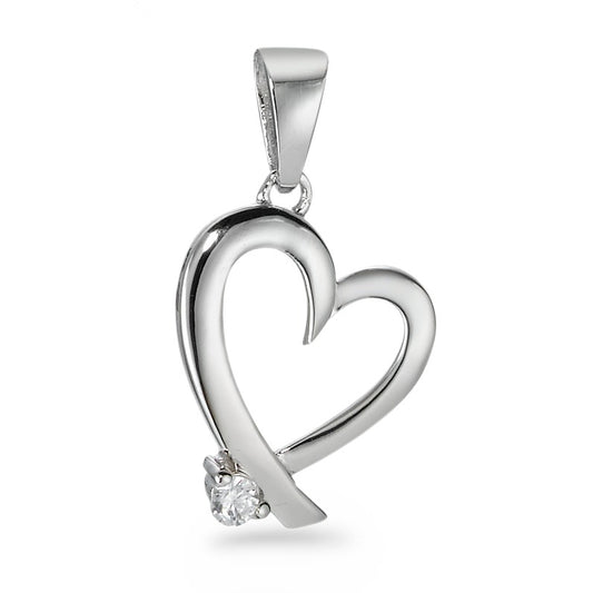 Pendant Silver Zirconia White Rhodium plated Heart