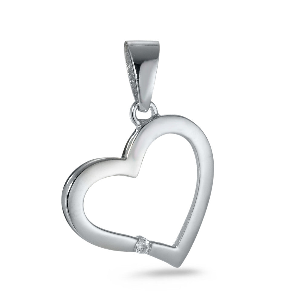 Pendant Silver Zirconia Rhodium plated Heart