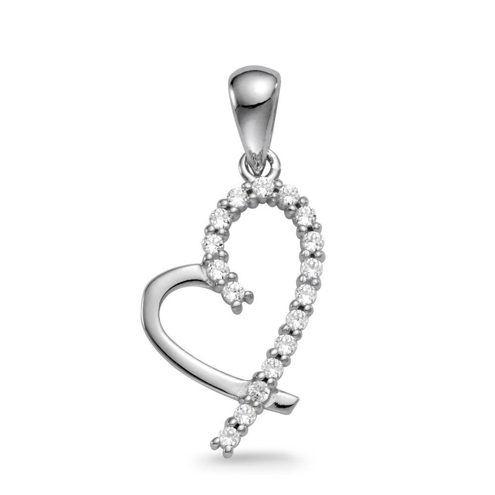 Pendant Silver Zirconia Rhodium plated Heart