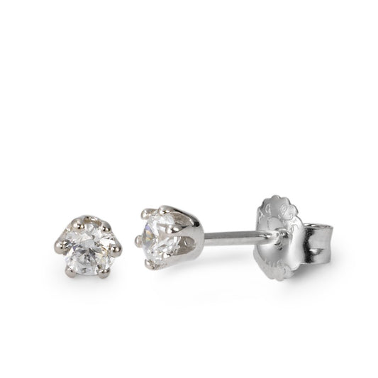 Stud earrings Silver Zirconia 2 Stones Rhodium plated Ø4.5 mm