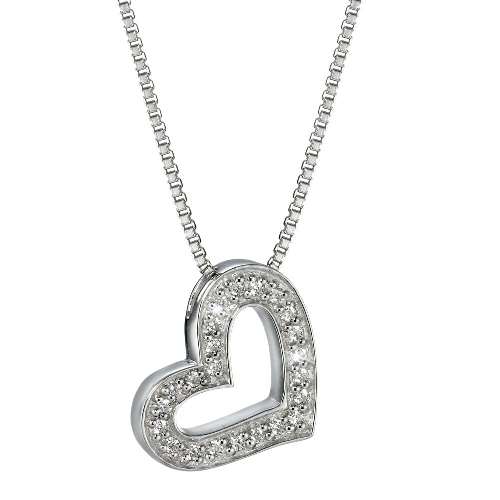 Necklace Silver Zirconia Rhodium plated Heart 42 cm