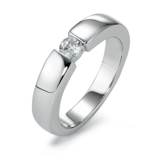 Solitaire ring Silver Zirconia Rhodium plated