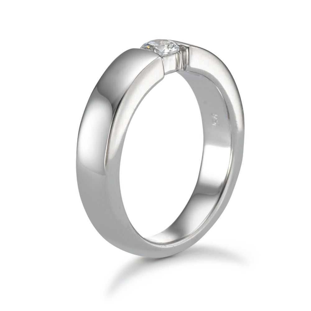 Solitaire ring Silver Zirconia Rhodium plated